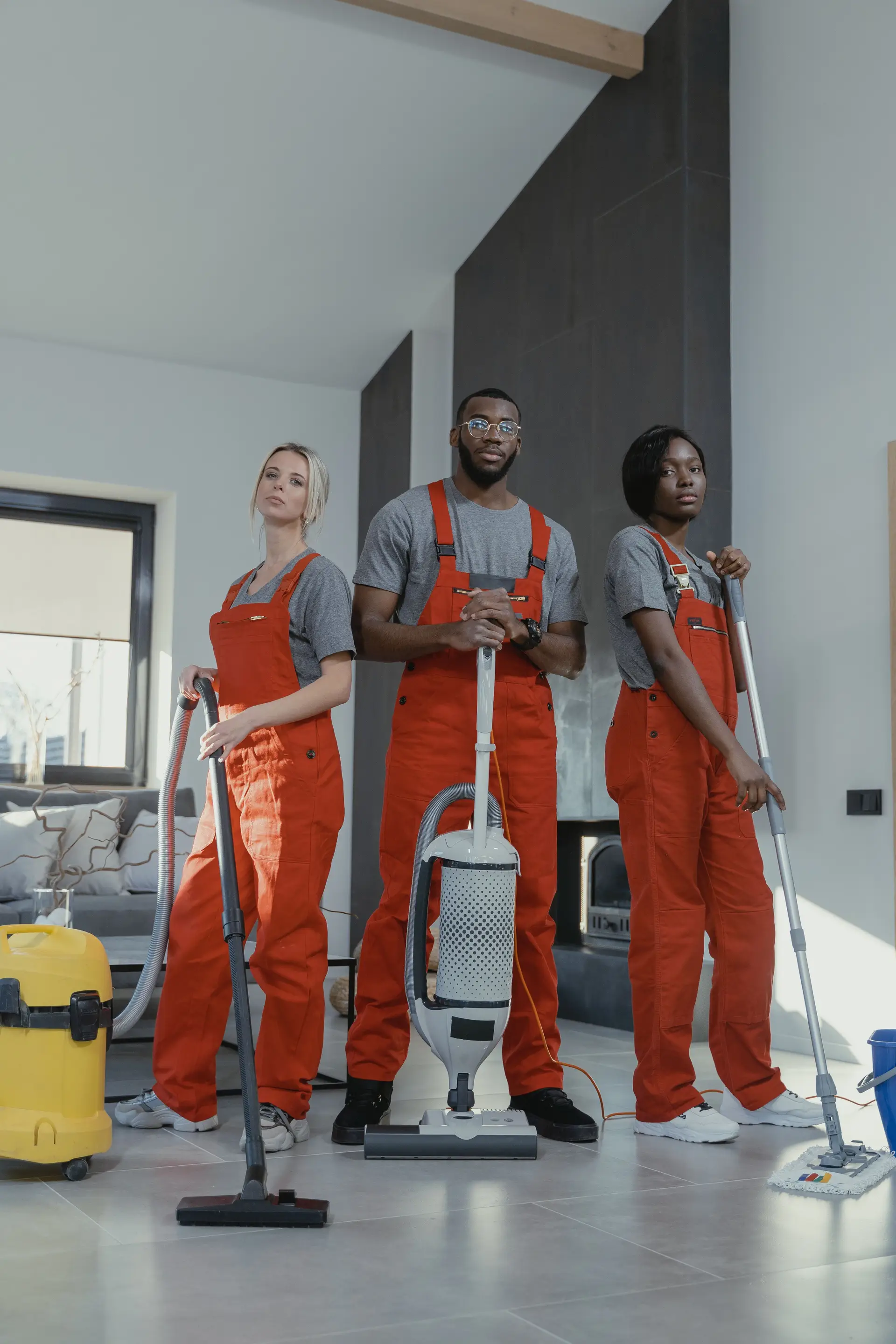 Professional cleaning team in a modern Manchester interior
